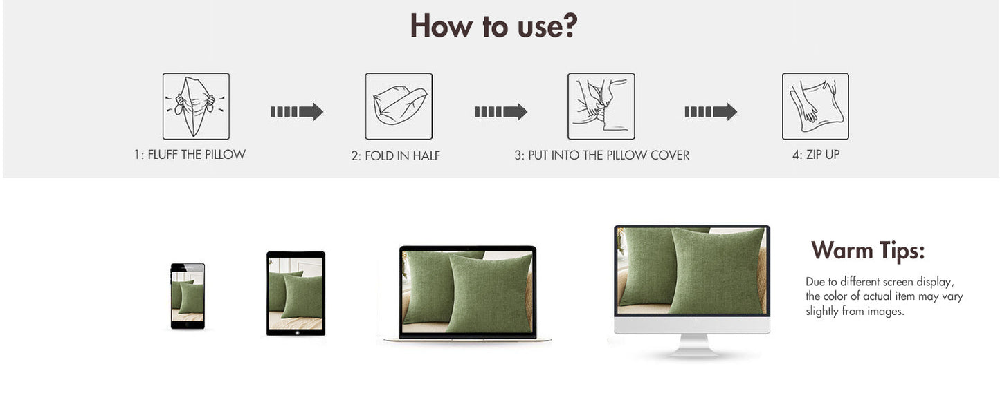 MIULEE Pack of 2 Couch Throw Pillow Covers 18x18 Inch Spring Soft Sage Green Chenille Pillow Covers for Sofa Living Room Solid Dyed Pillow Cases