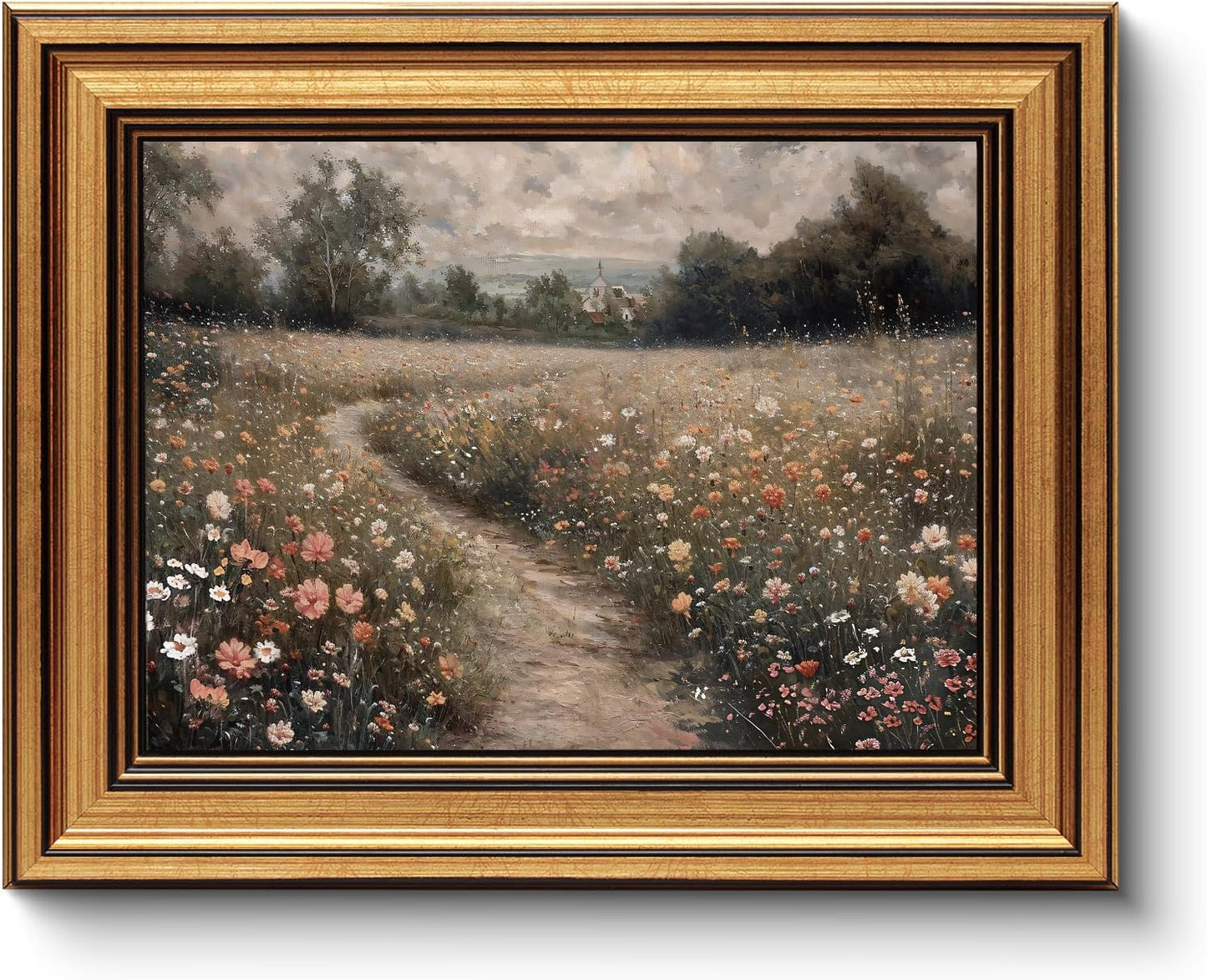 Gold Framed Vintage Wall Art for Living Room, Flowers Painting Canvas Prints Shelf Decor for Kitchen, Aesthetic Bedroom Wall Art, Christmas Gifts for Friends or Family (White Hydrangea 8"x10")