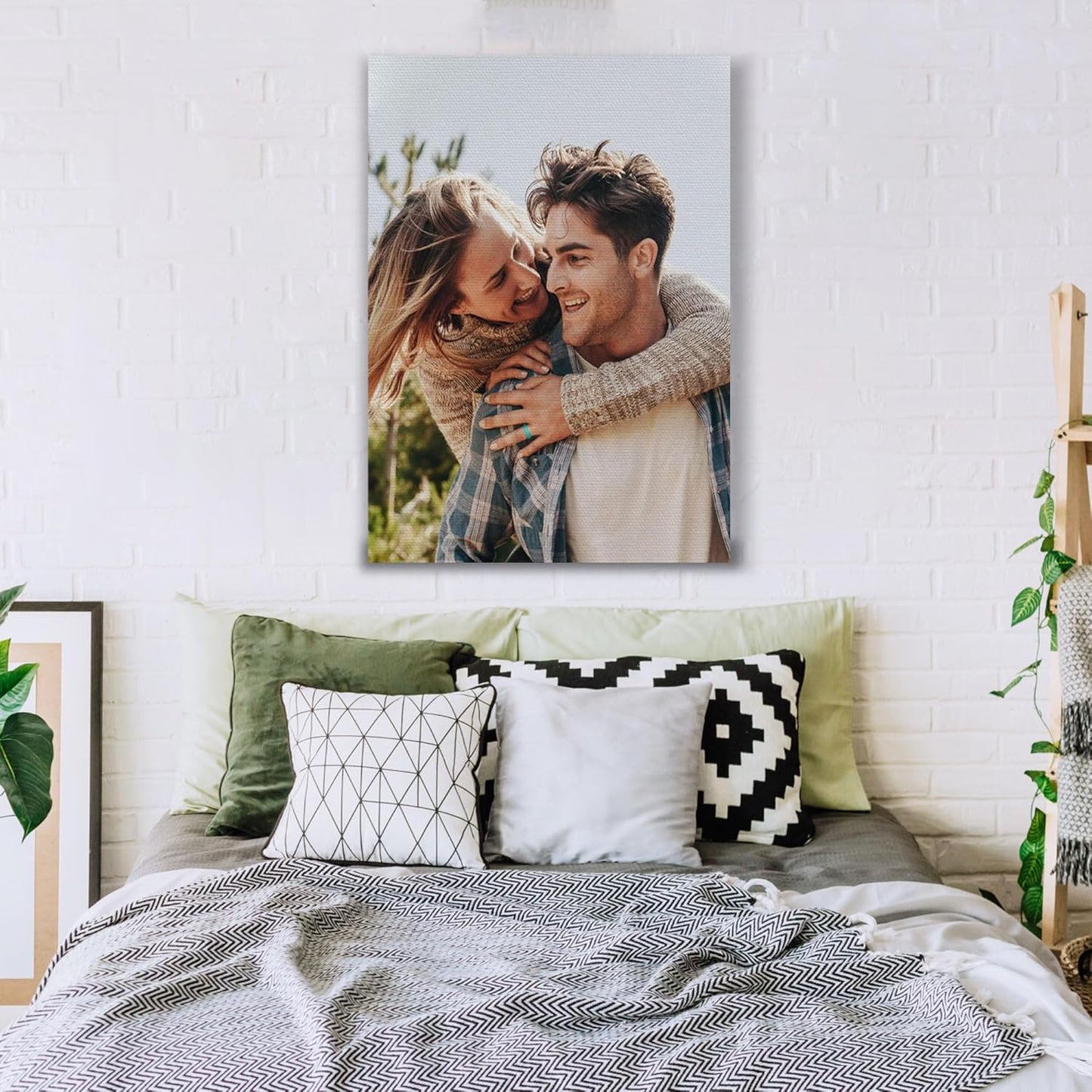Custom Canvas Prints With Your Photos Personalized Framed Canvas Print Wall Art Home Decor Customized Canvas Picture Gifts for Couple Boyfriend Girlfriend Pet Dog Baby Family Mom Dad | 16x20 inches