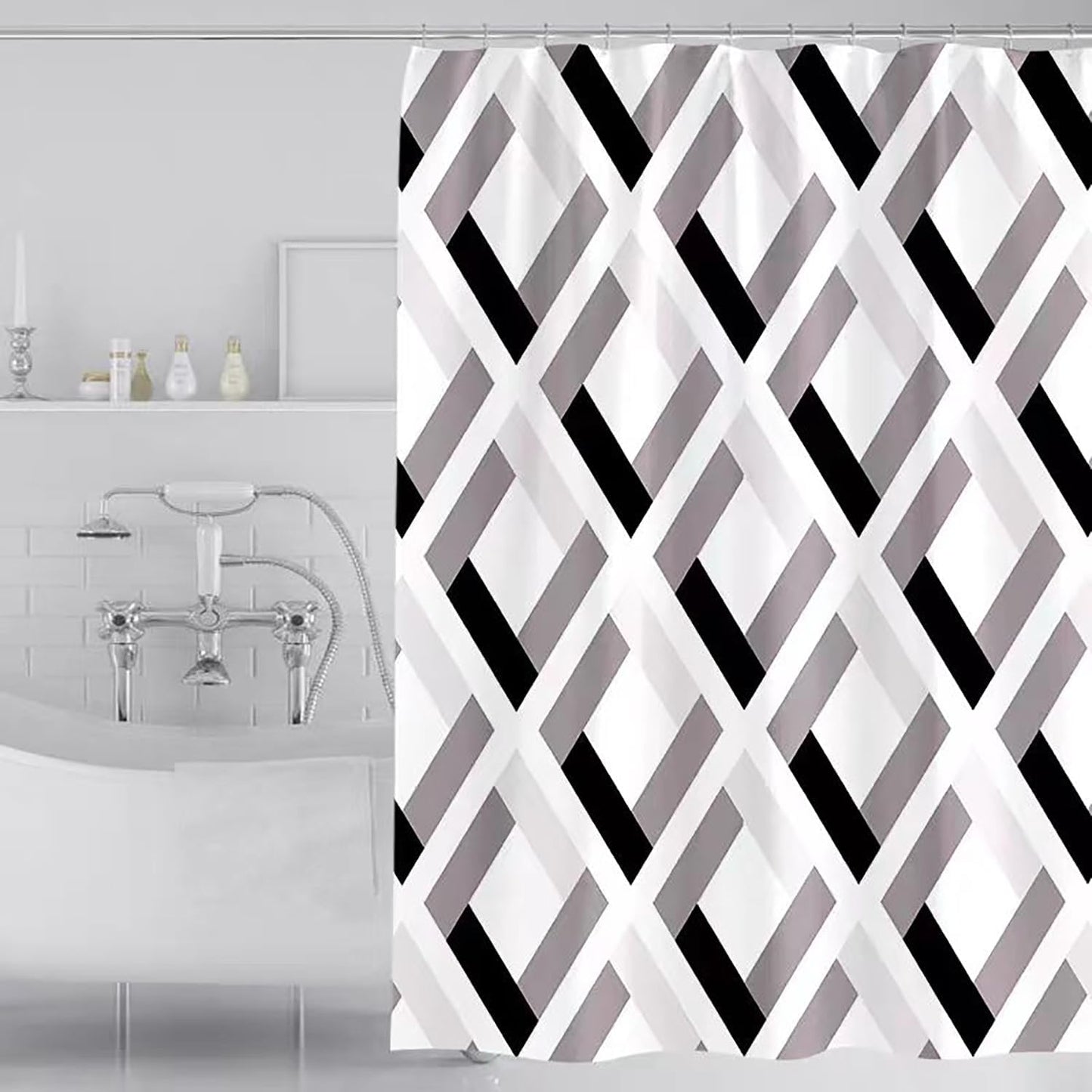 Fabric Shower Curtain Liner, Waterproof Hotel Quality, Bathroom Curtains Rust Resistant Grommets, 72 x 72 Machine Washable (Black)