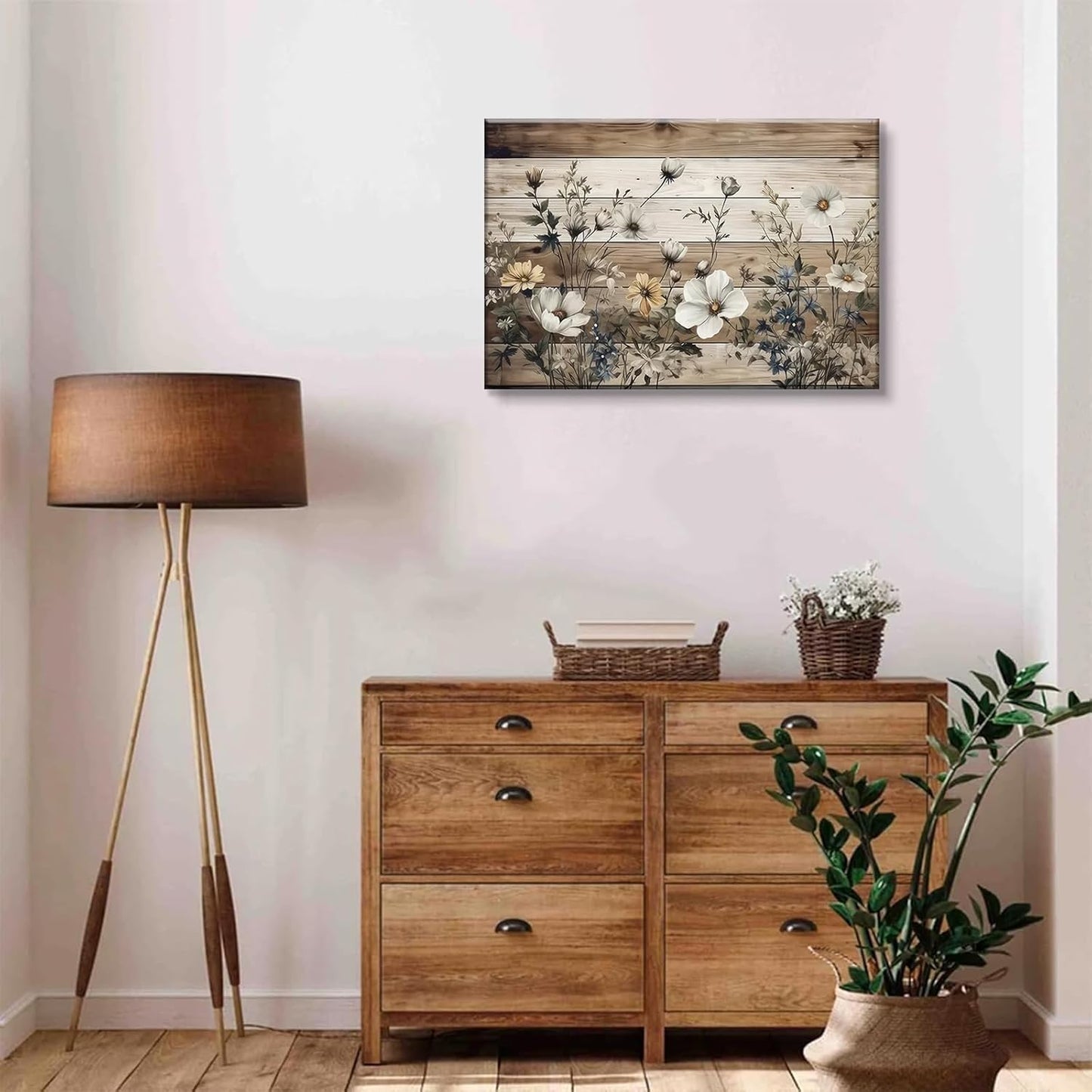 Vintage Floral Wall Art Rustic Flowers Wall Decor Farmhouse Canvas Poster Picture for Home Wall Decor, Living Room and Bedroom Decor 12x16 Inch Ready to Hang